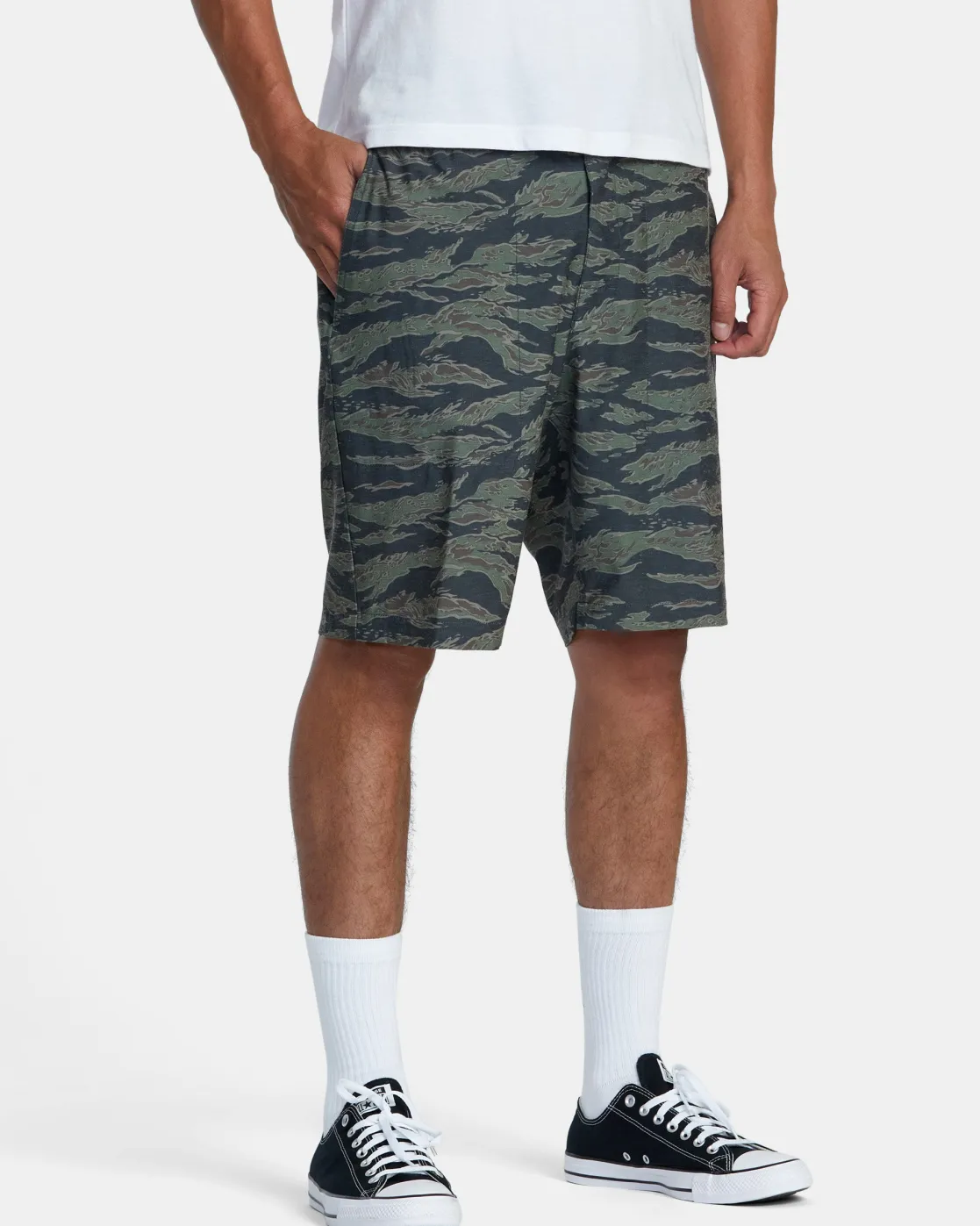 RVCA ALL TIME HEMP HYBRID 19" SHORTS Tiger Camo Clearance