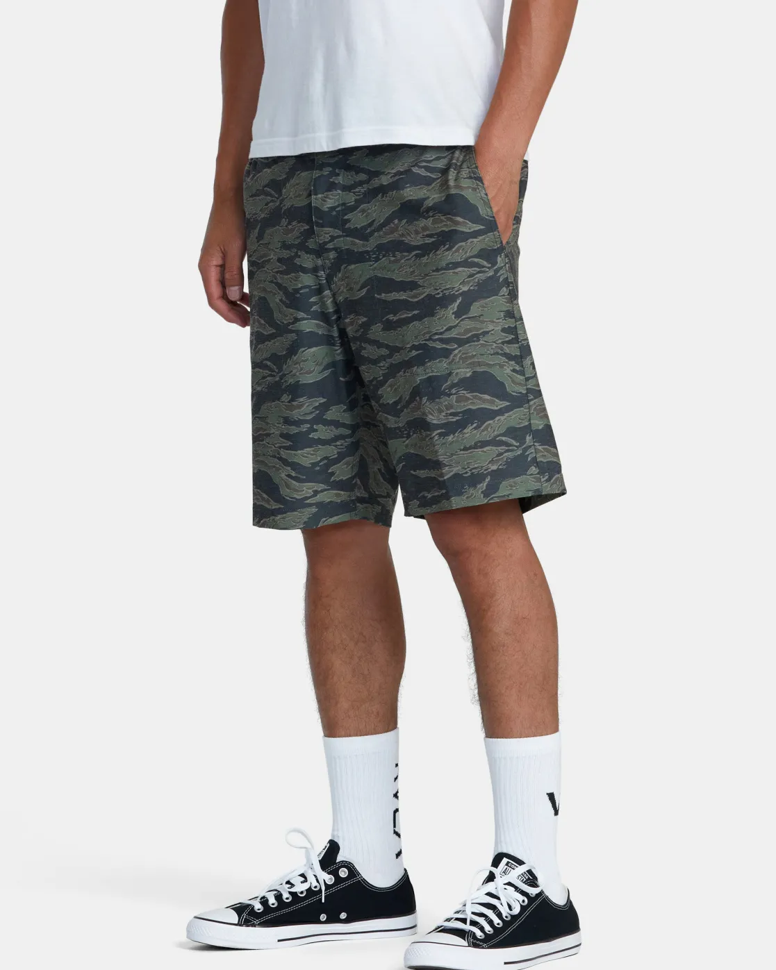 RVCA ALL TIME HEMP HYBRID 19" SHORTS Tiger Camo Clearance