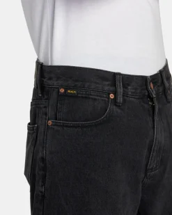 RVCA AMERICANA DAYSHIFT RELAXED FIT JEANS Black Rinse Discount