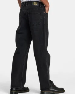 RVCA AMERICANA DAYSHIFT RELAXED FIT JEANS Black Rinse Discount