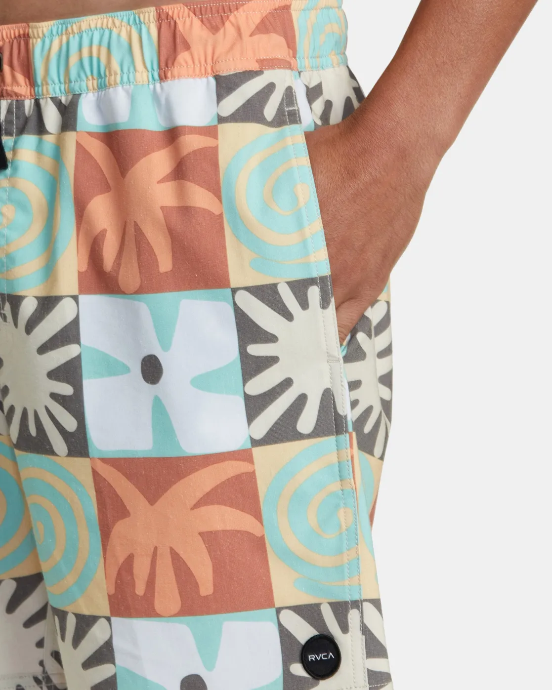 RVCA ATLAS ELASTIC WAIST 17" BOARDSHORTS Multi Check Clearance