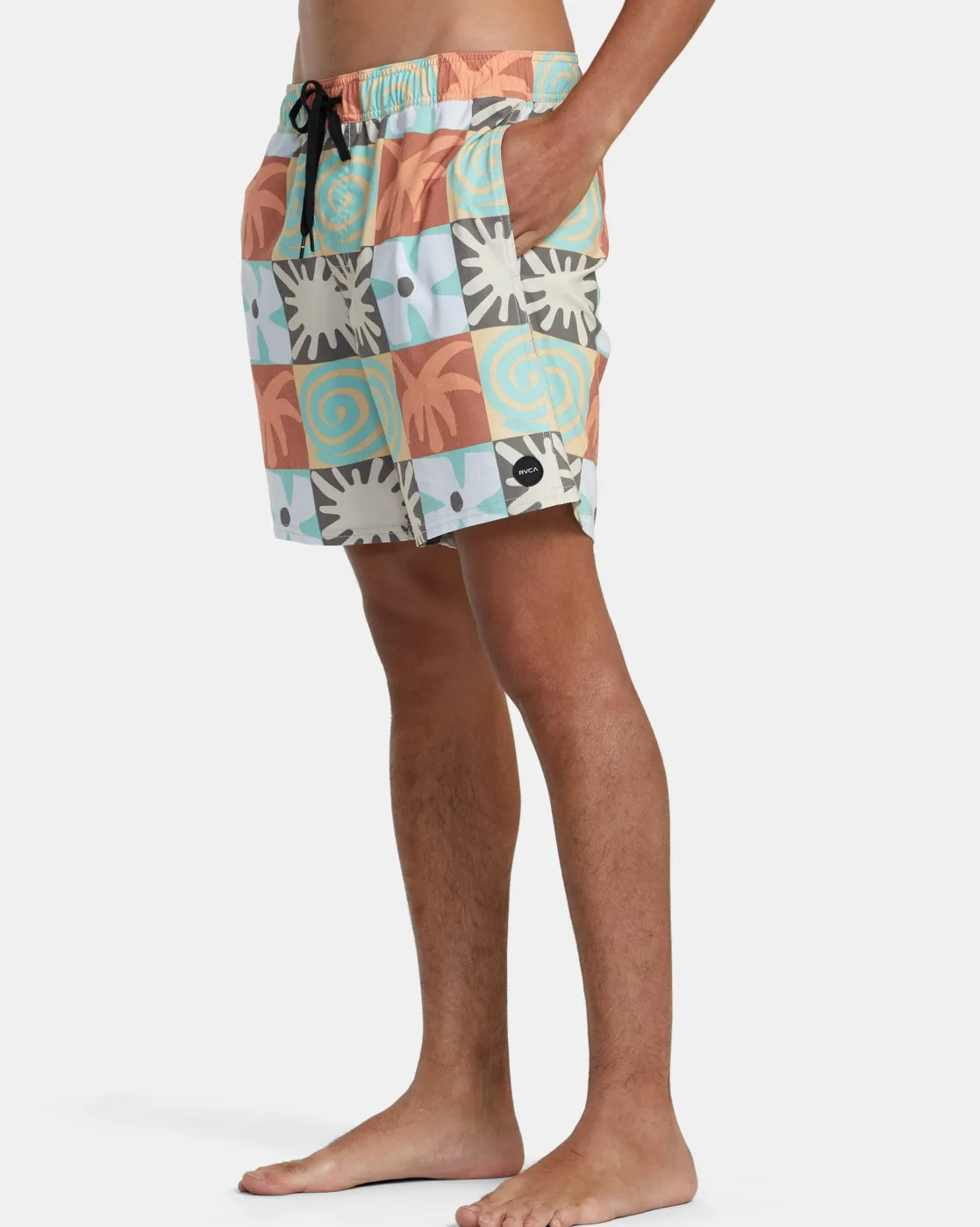 RVCA ATLAS ELASTIC WAIST 17" BOARDSHORTS Multi Check Clearance