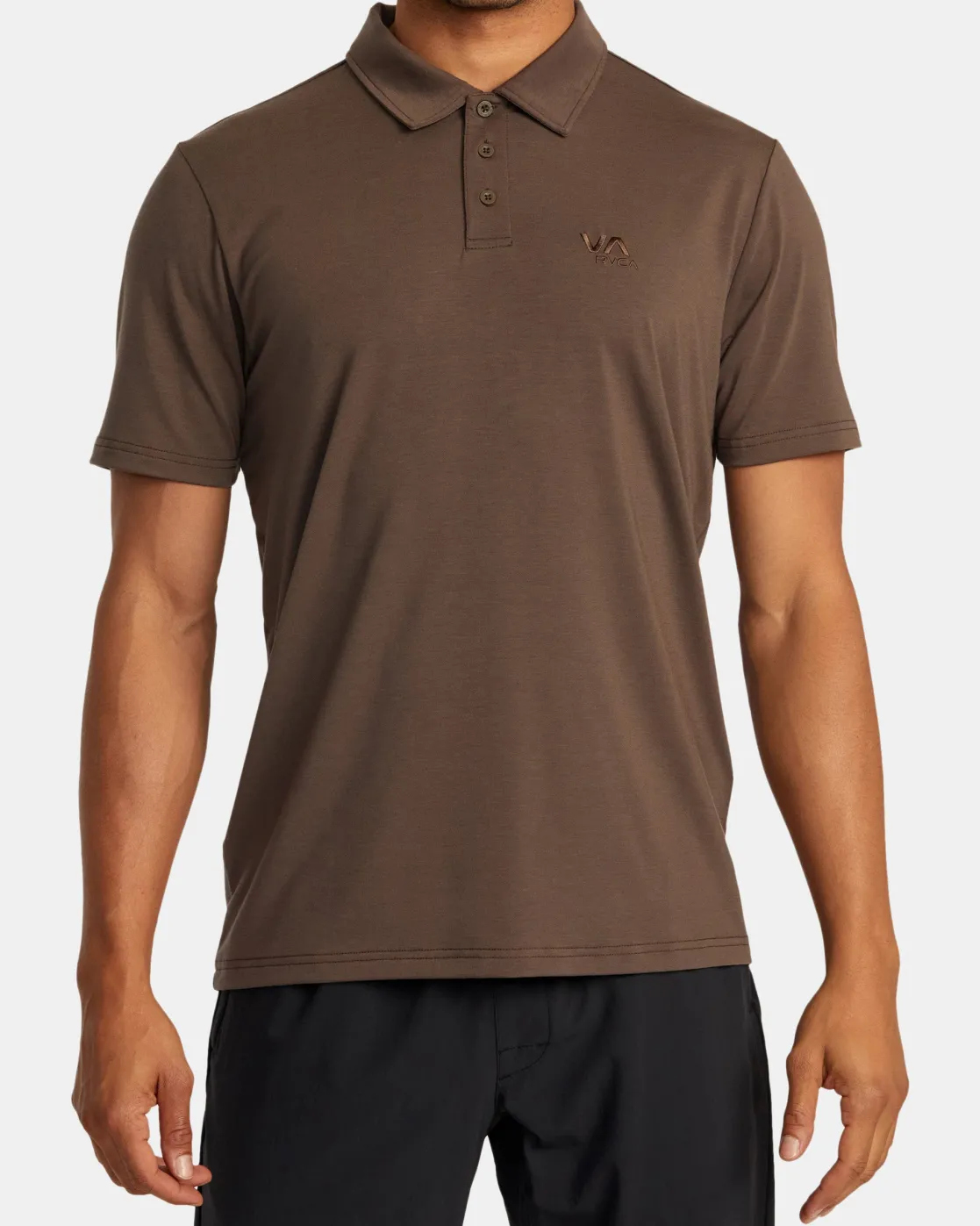 RVCA BALANCE SHORT SLEEVE POLO TEE Mocha Clearance
