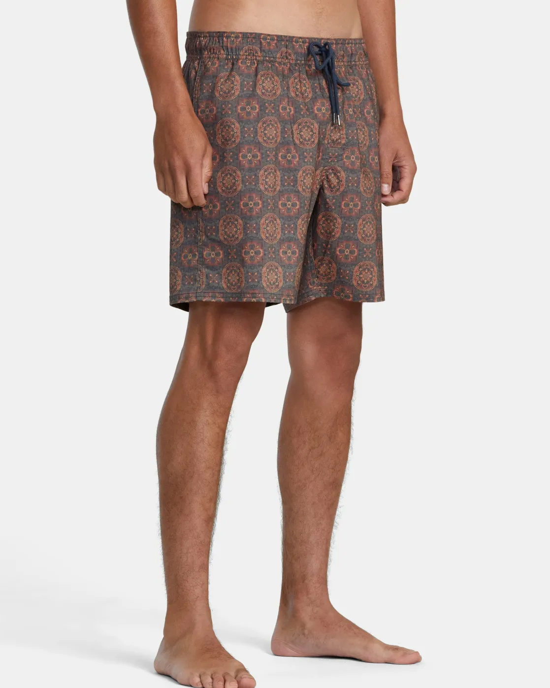 RVCA BARNES ELASTIC WAIST 17" BOARDSHORTS Red Earth Clearance