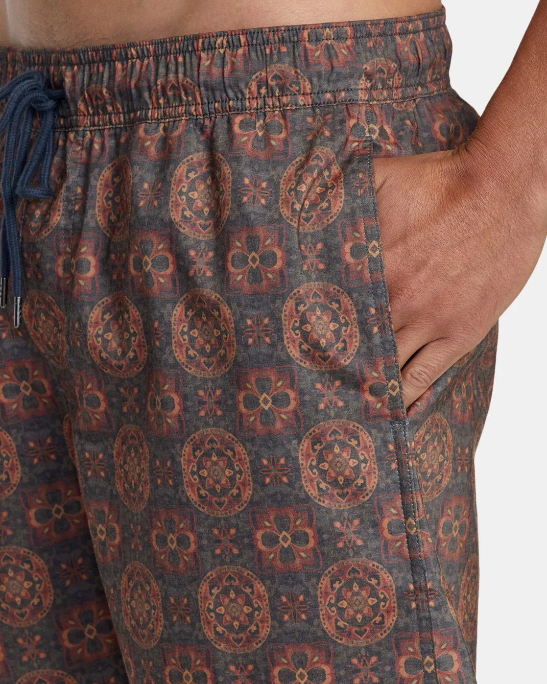 RVCA BARNES ELASTIC WAIST 17" BOARDSHORTS Red Earth Clearance