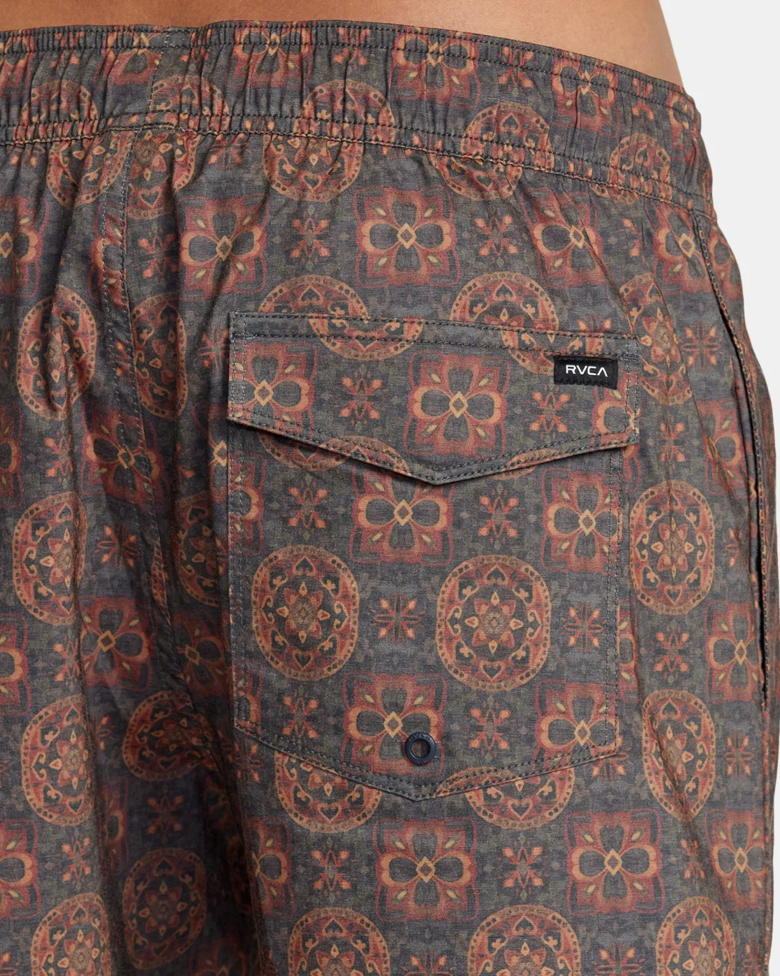 RVCA BARNES ELASTIC WAIST 17" BOARDSHORTS Red Earth Clearance