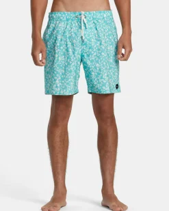 RVCA BARNES ELASTIC WAIST 17" BOARDSHORTS Green Haze Clearance