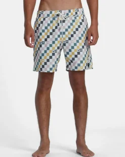 RVCA BARNES ELASTIC WAIST 17" BOARDSHORTS Antique White New