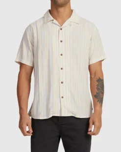 RVCA BEAT STRIPE SHORT SLEEVE SHIRT Sand Discount