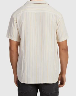 RVCA BEAT STRIPE SHORT SLEEVE SHIRT Sand Discount