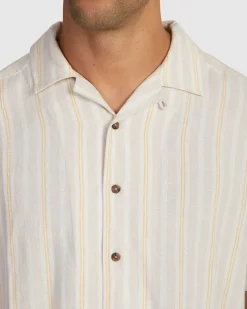 RVCA BEAT STRIPE SHORT SLEEVE SHIRT Sand Discount