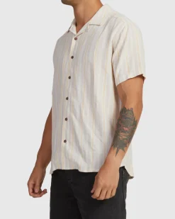 RVCA BEAT STRIPE SHORT SLEEVE SHIRT Sand Discount