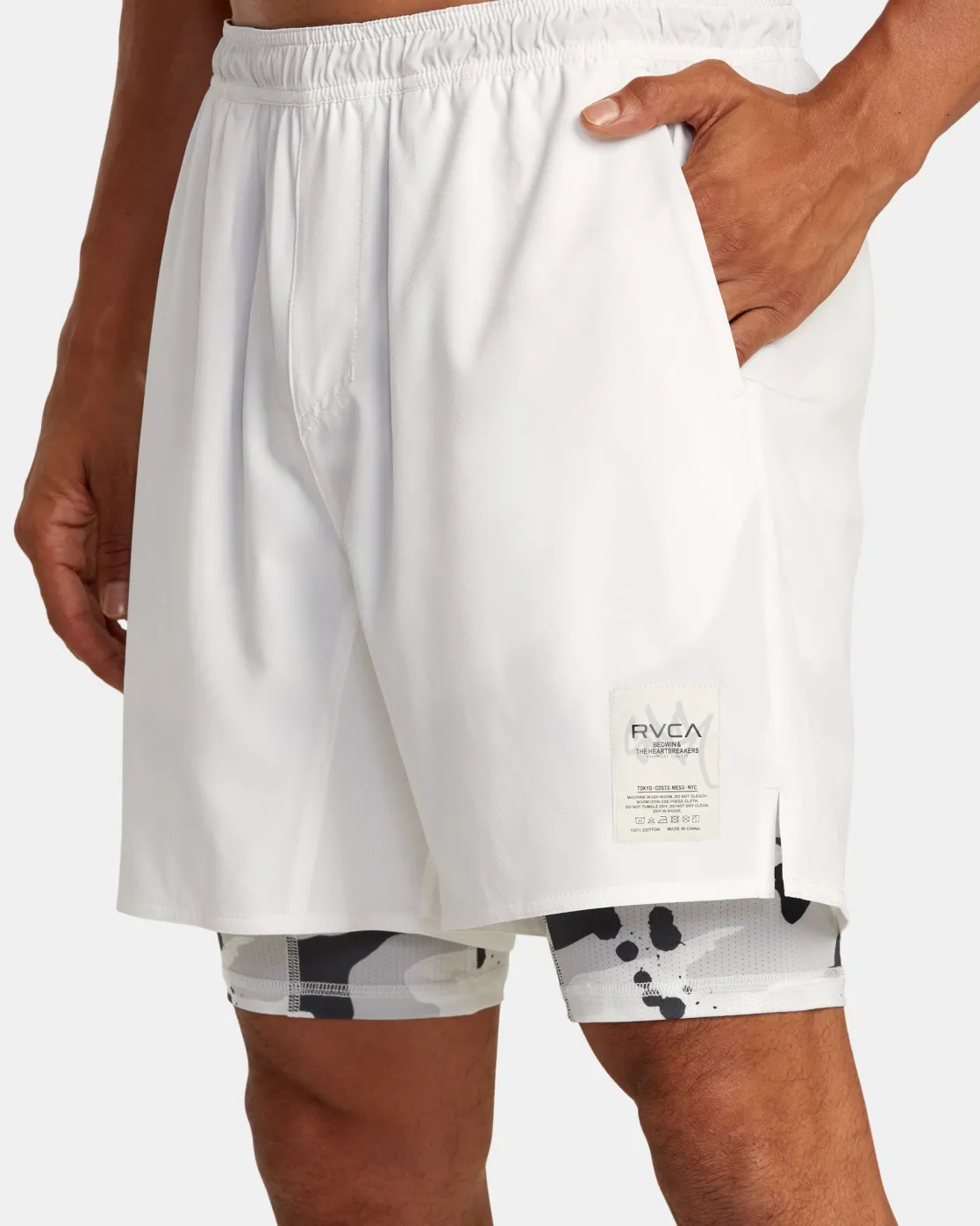 RVCA BEDWIN X STASH TRAIN 2-IN-1 SHORTS Off White Hot