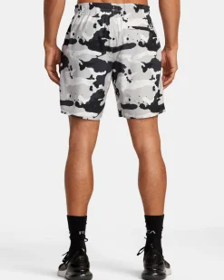 RVCA BEDWIN X STASH YOGGER STRETCH 17" ELASTIC WAIST SHORTS Black/White Sale
