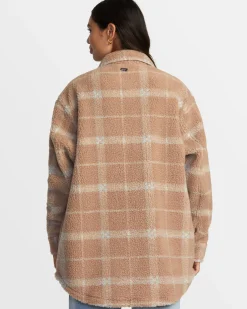 RVCA BIRDIE SHACKET FLANNEL JACKET Warm Taupe Sale