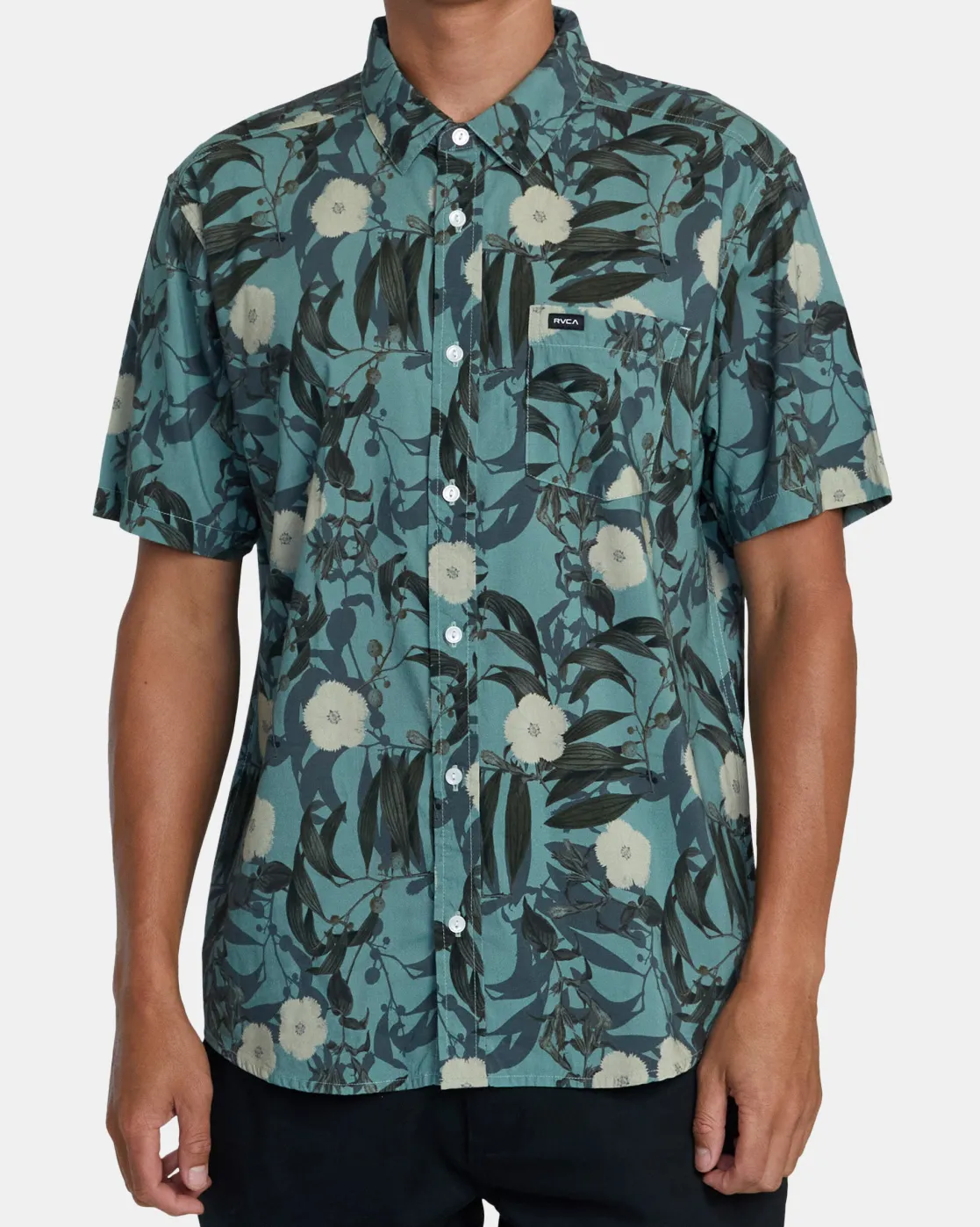 RVCA BOTANICAL SHORT SLEEVE SHIRT Green Tea Clearance