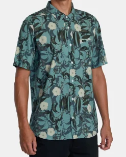 RVCA BOTANICAL SHORT SLEEVE SHIRT Green Tea Clearance