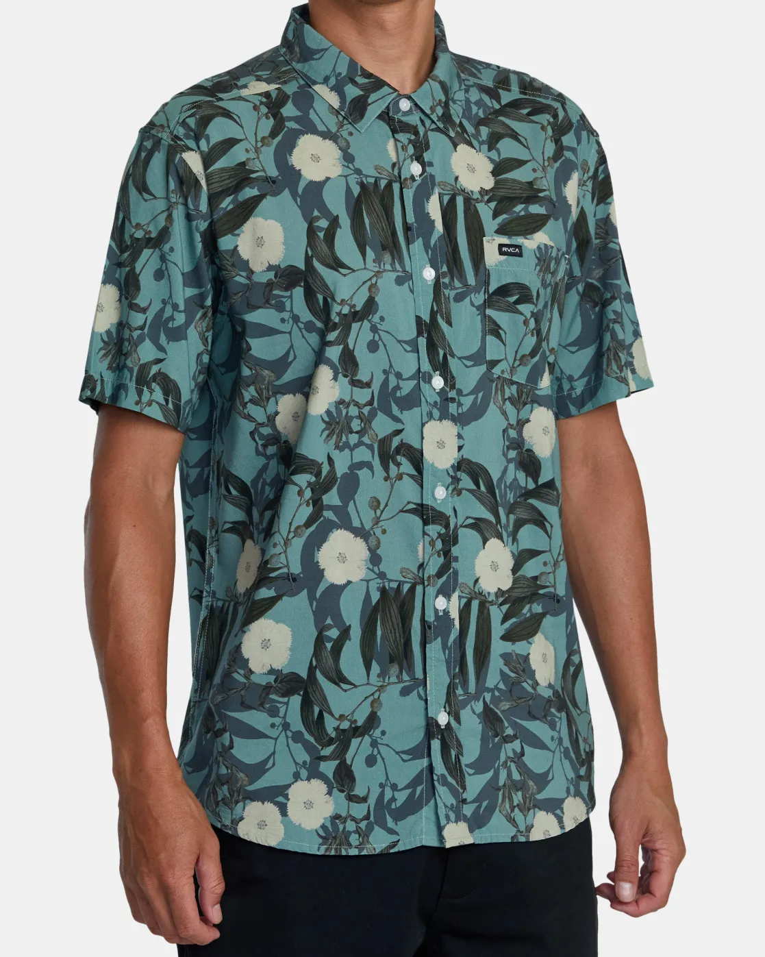 RVCA BOTANICAL SHORT SLEEVE SHIRT Green Tea Clearance