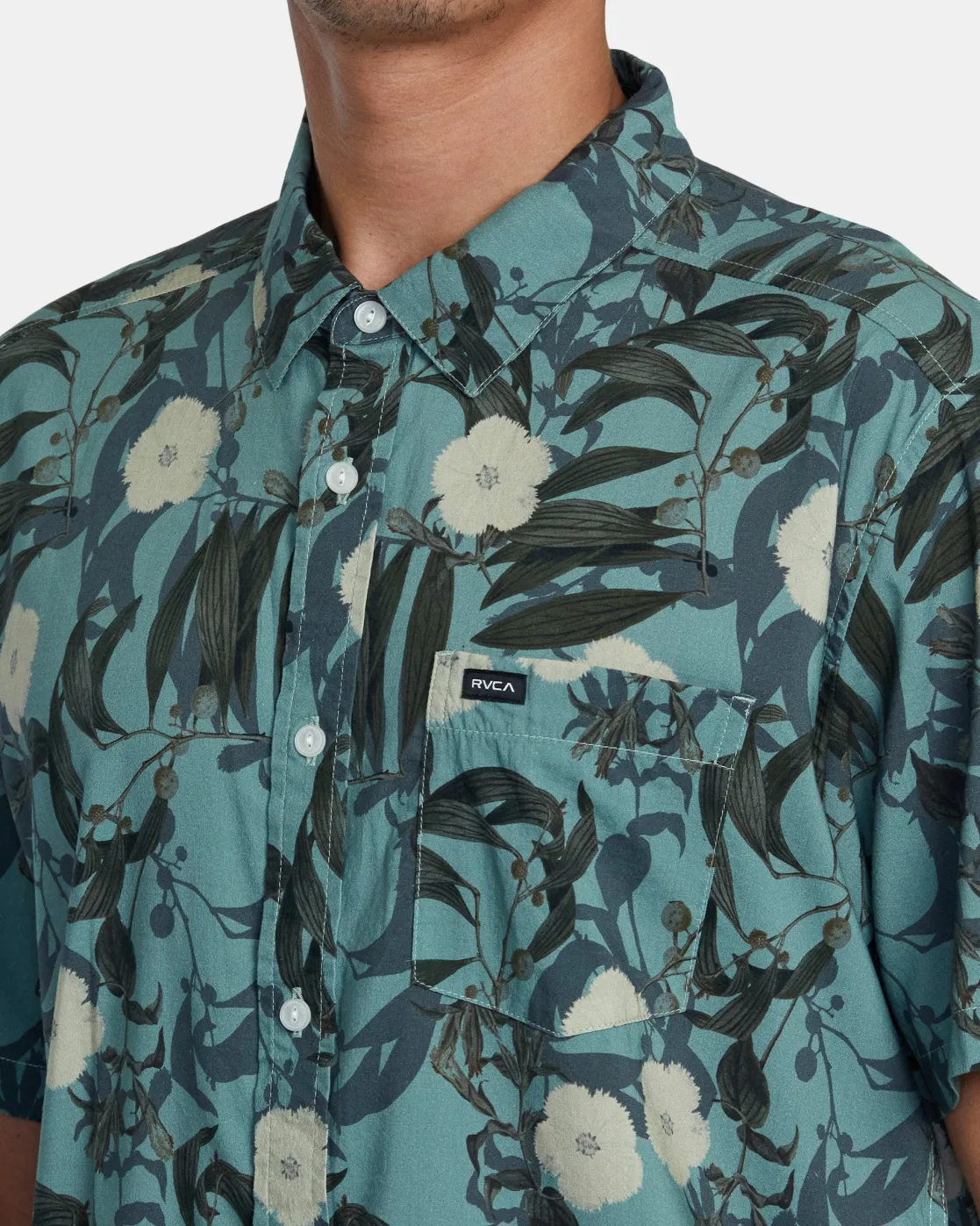 RVCA BOTANICAL SHORT SLEEVE SHIRT Green Tea Clearance