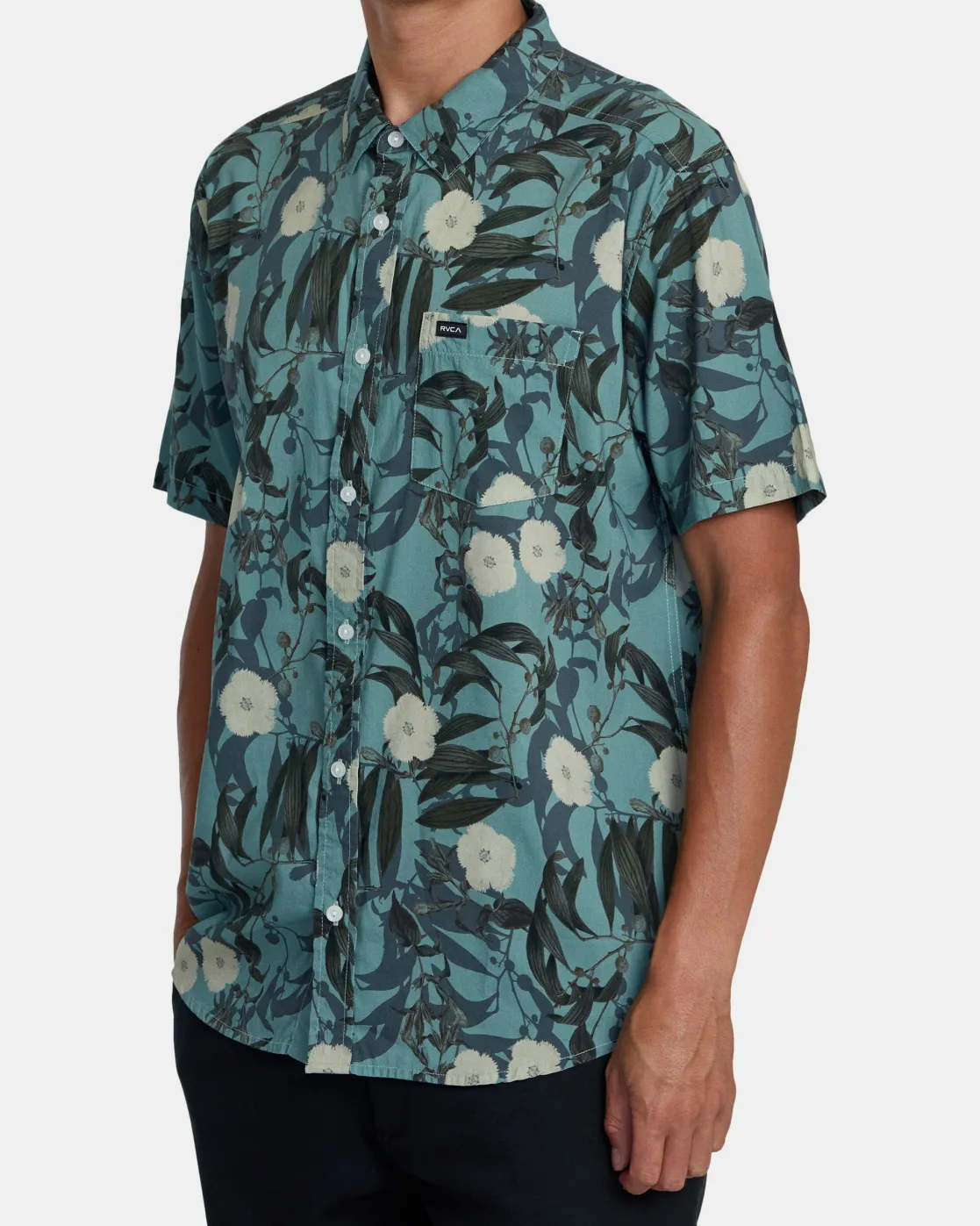 RVCA BOTANICAL SHORT SLEEVE SHIRT Green Tea Clearance