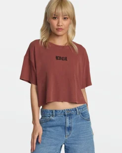 RVCA BOYFRIEND CROPPED TEE Madder Brown Discount