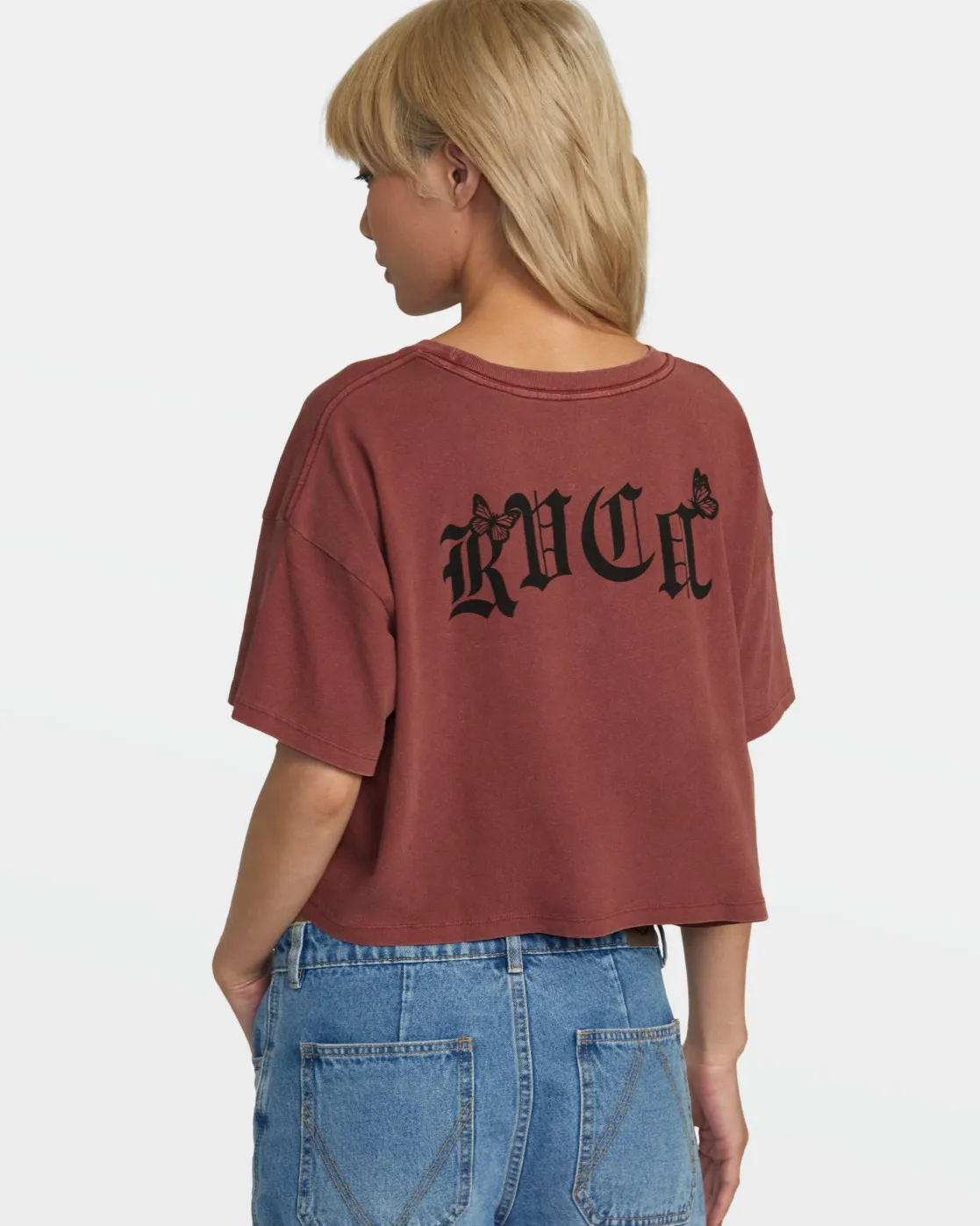 RVCA BOYFRIEND CROPPED TEE Madder Brown Discount