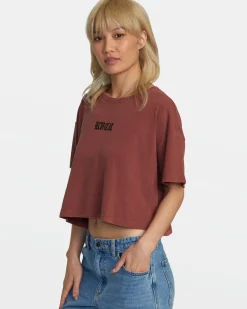 RVCA BOYFRIEND CROPPED TEE Madder Brown Discount