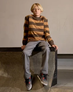 RVCA BOYS CHAINMAIL STRIPE LONG SLEEVE TEE Camel Hot