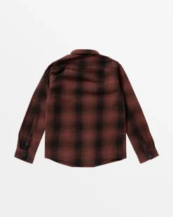 RVCA BOYS DAYSHIFT FLANNEL LONG SLEEVE SHIRT Red Earth Best