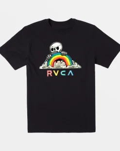 RVCA BOYS RAINBOW SKULL TEE Black Clearance