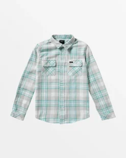 RVCA BOYS THAT'LL WORK FLANNEL LONG SLEEVE SHIRT Silver Bleach Outlet