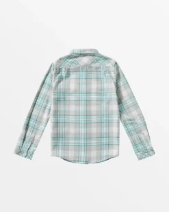 RVCA BOYS THAT'LL WORK FLANNEL LONG SLEEVE SHIRT Silver Bleach Outlet
