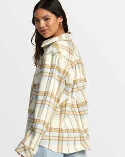 RVCA BREEZE FLANNEL LONG SLEEVE SHIRT Latte Clearance