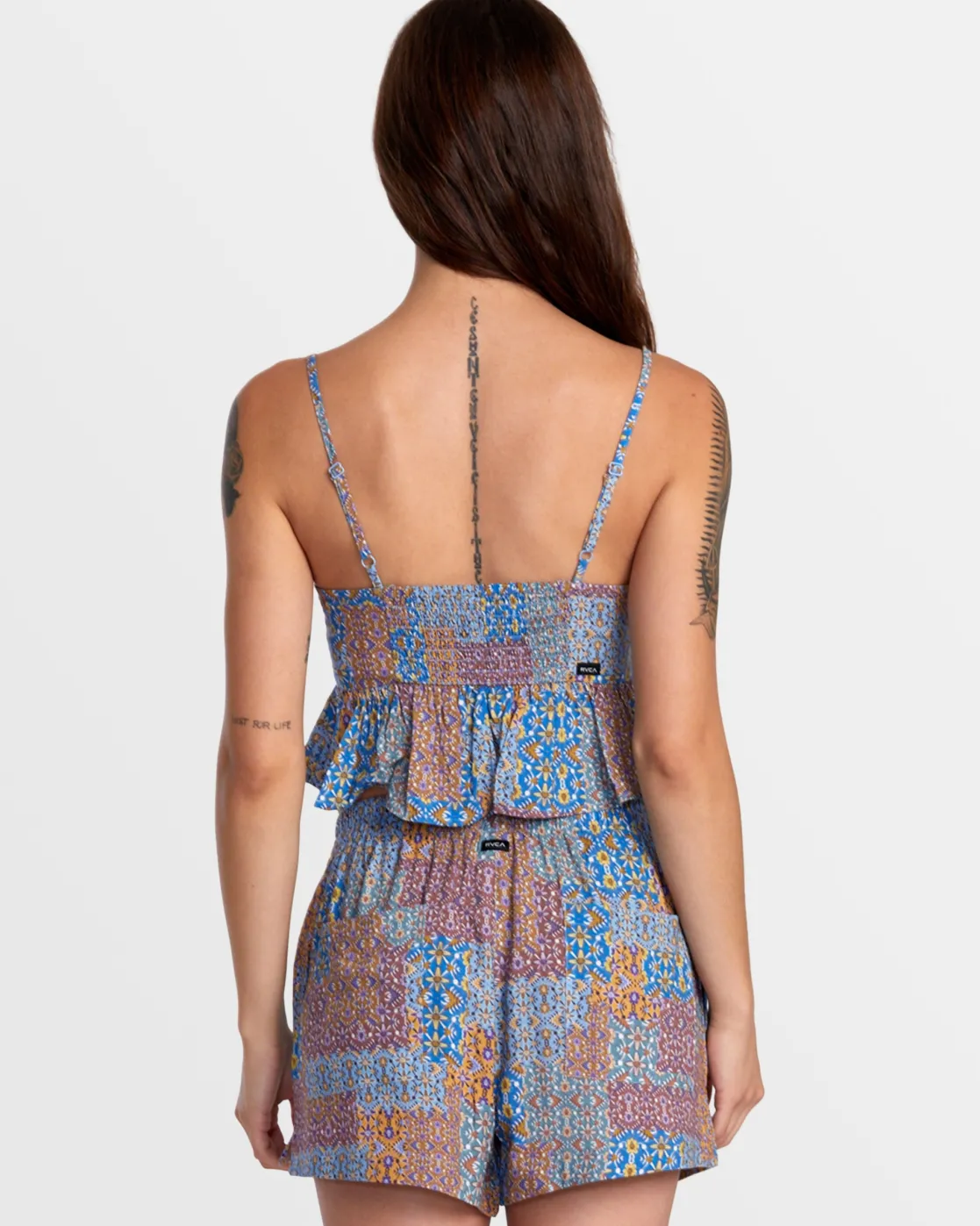 RVCA BRIDGETTE PEPLUM CROP TOP Federal Blue Clearance