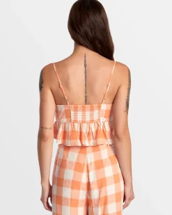 RVCA BRIDGETTE PEPLUM CROP TOP Copper Tan Best