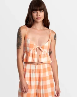 RVCA BRIDGETTE PEPLUM CROP TOP Copper Tan Best