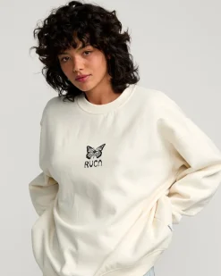 RVCA BUTTERFLY BAGGIE CREW SWEATSHIRT Cloud Online