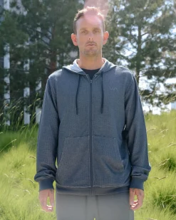 RVCA C-ABLE WAFFLE KNIT ZIP HOODIE Navy Heather Hot