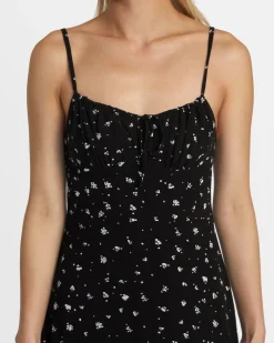 RVCA CAFE MIDI DRESS Black Multi Clearance