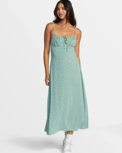 RVCA CAFE MIDI DRESS Green Haze Best