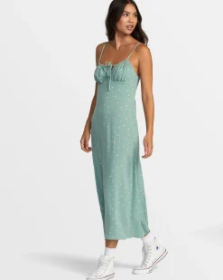 RVCA CAFE MIDI DRESS Green Haze Best