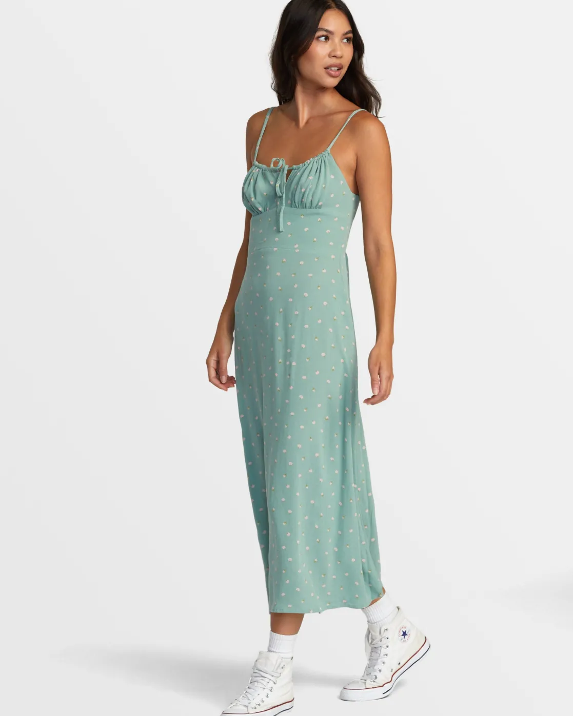 RVCA CAFE MIDI DRESS Green Haze Best