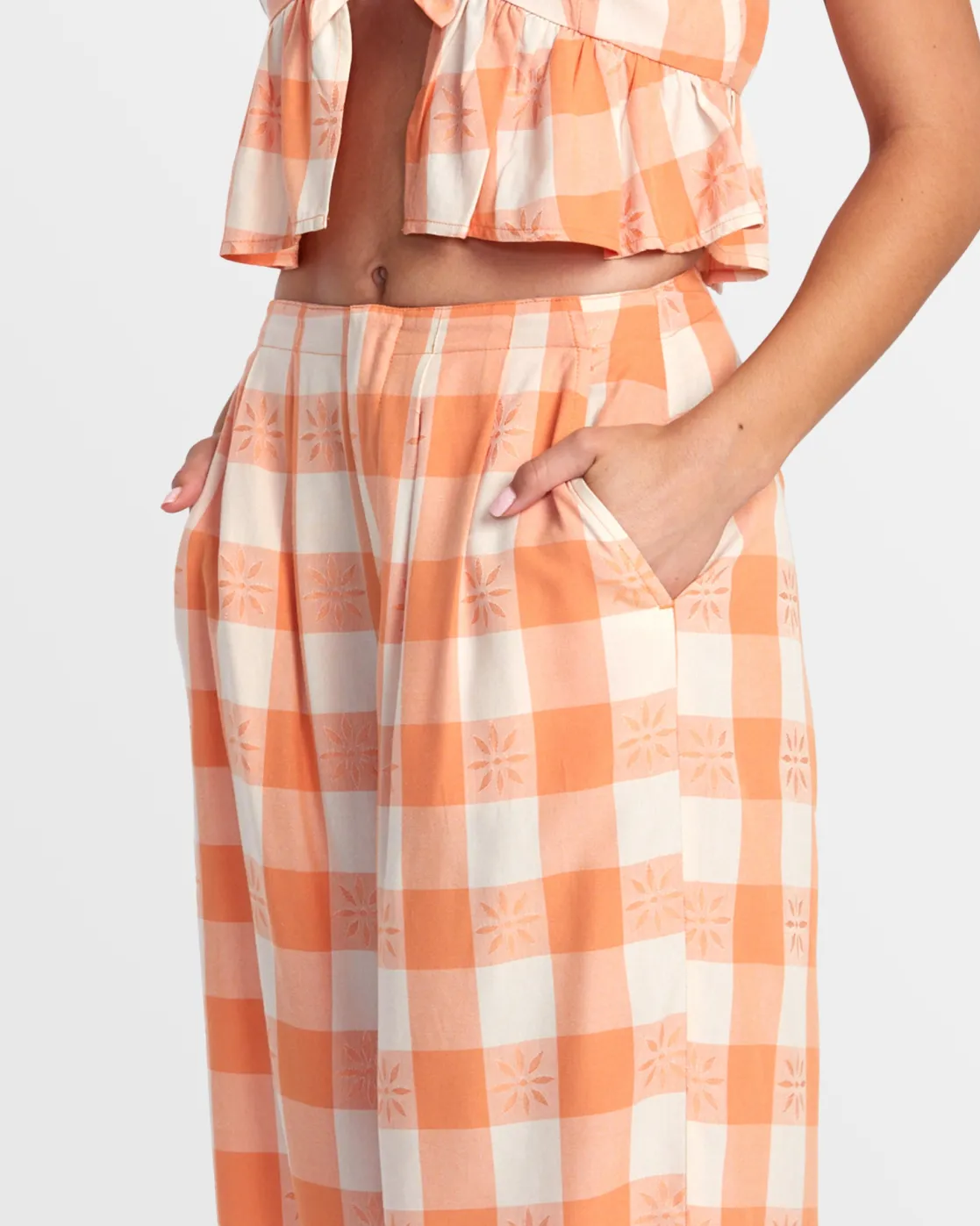 RVCA CALLUM PRINTED WIDE LEG PANTS Copper Tan Hot