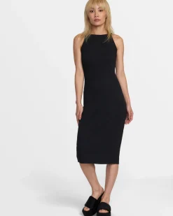 RVCA CARELESS MIDI DRESS Black Sale
