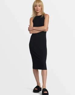 RVCA CARELESS MIDI DRESS Black Sale