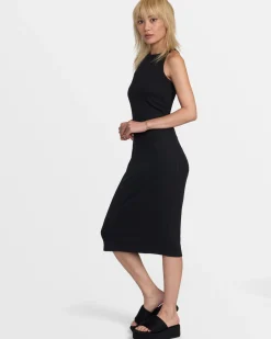 RVCA CARELESS MIDI DRESS Black Sale