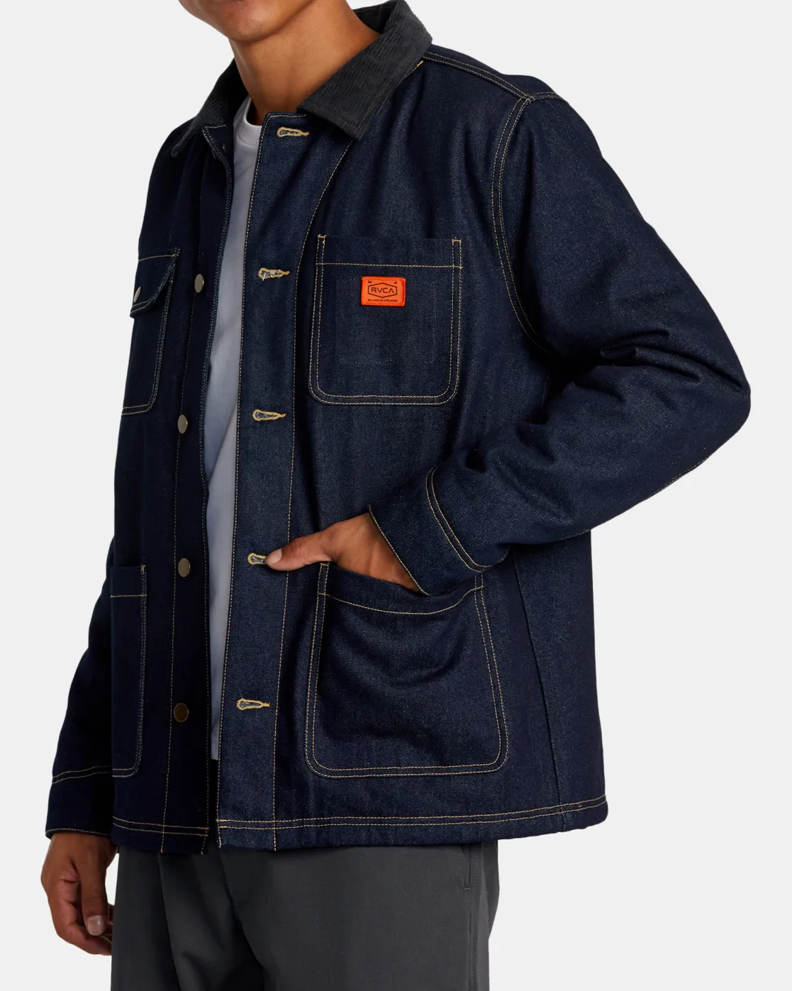 RVCA CHAINMAIL CHORE COAT II Blue Rinse New