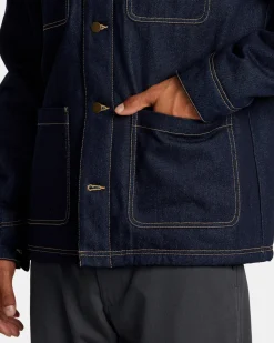 RVCA CHAINMAIL CHORE COAT II Blue Rinse New