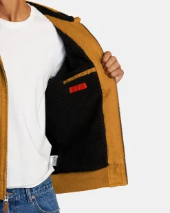 RVCA CHAINMAIL SHERPA LINED JACKET Camel Best