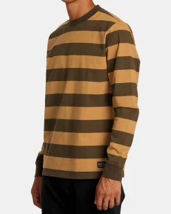 RVCA CHAINMAIL STRIPE LONG SLEEVE TEE Camel Hot